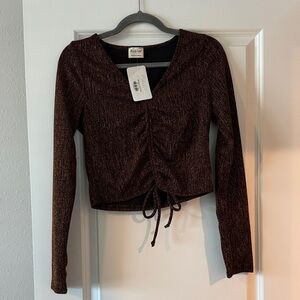 Peach Love California Shimmering Black Crop Top